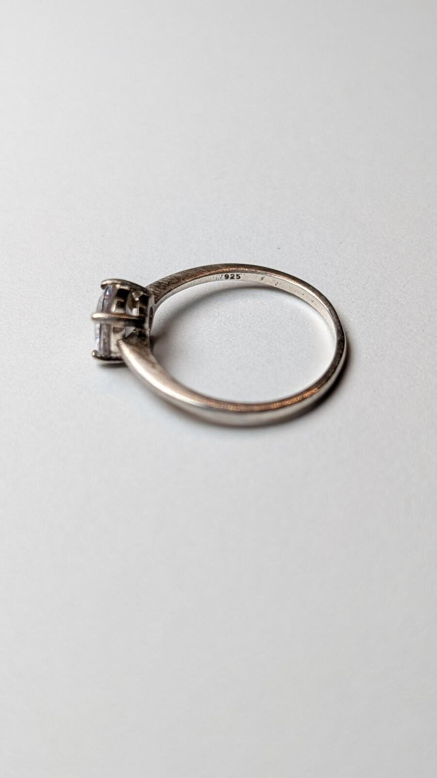 Genuine Pandora Sterling Silver Clear Gemstone Ring | Size N 1/2 - Image 3