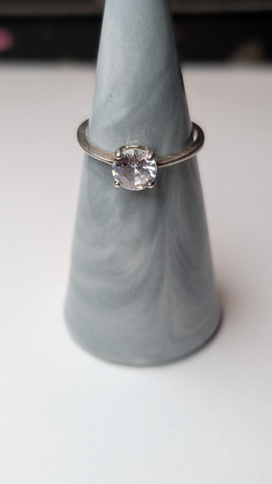 Genuine Pandora Sterling Silver Clear Gemstone Ring | Size N 1/2 - Image 4