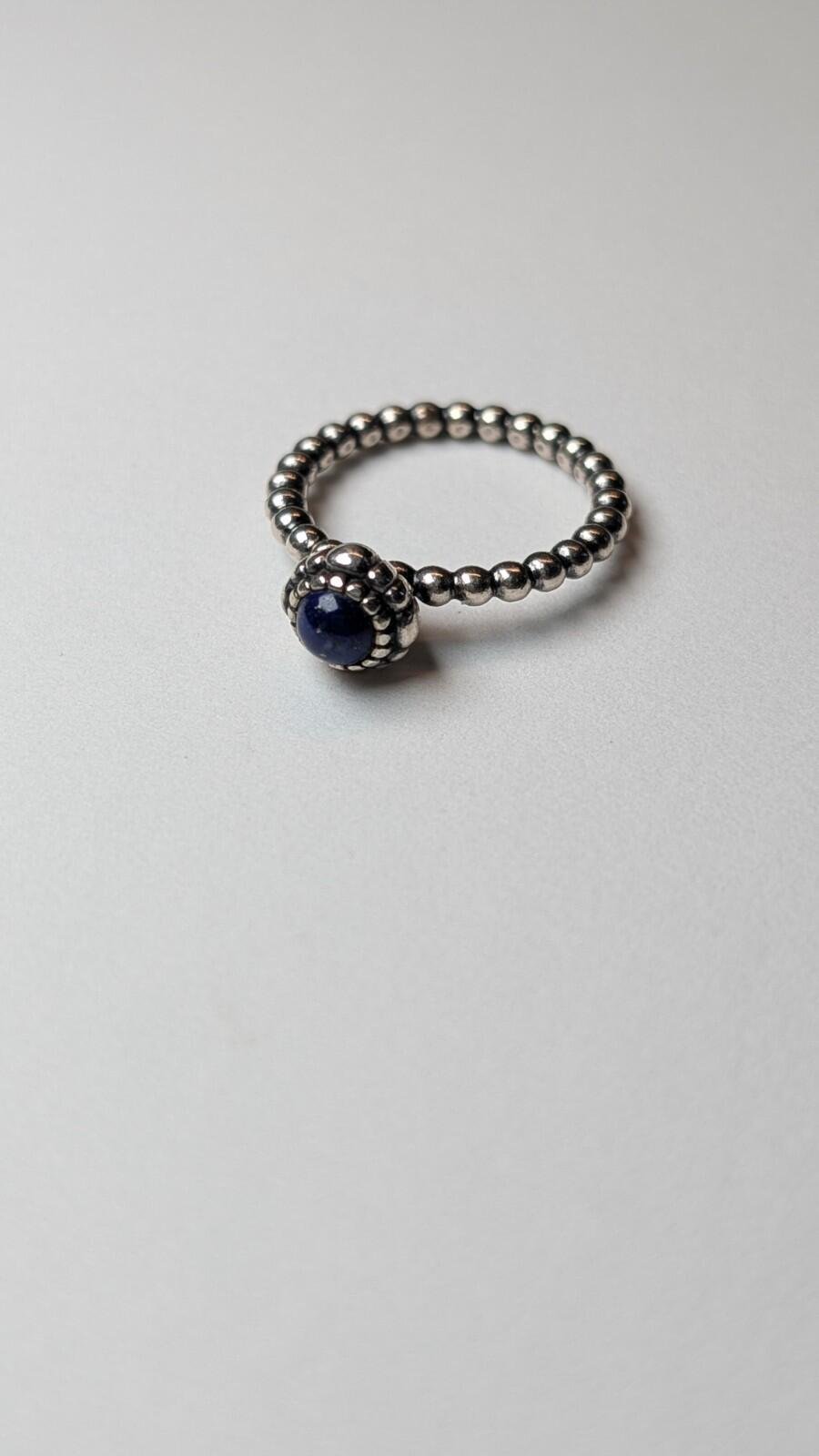 Pandora Sterling Silver Blue Lapis Lazuli Gemstone Birthstone Ring | Size N - Image 2