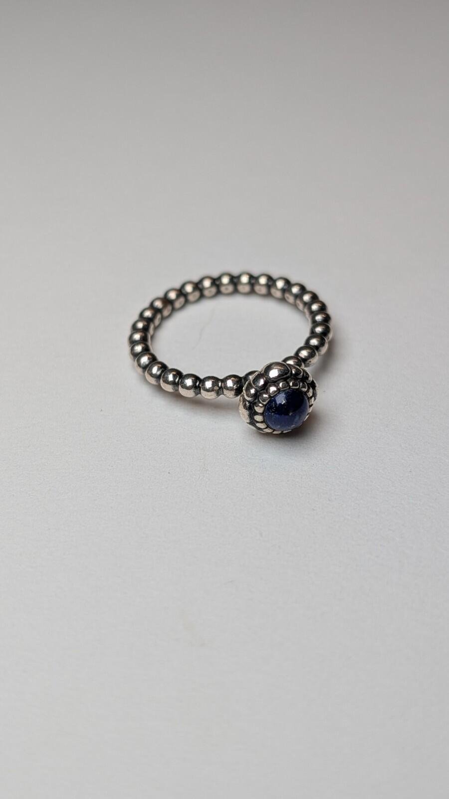 Pandora Sterling Silver Blue Lapis Lazuli Gemstone Birthstone Ring | Size N - Image 3