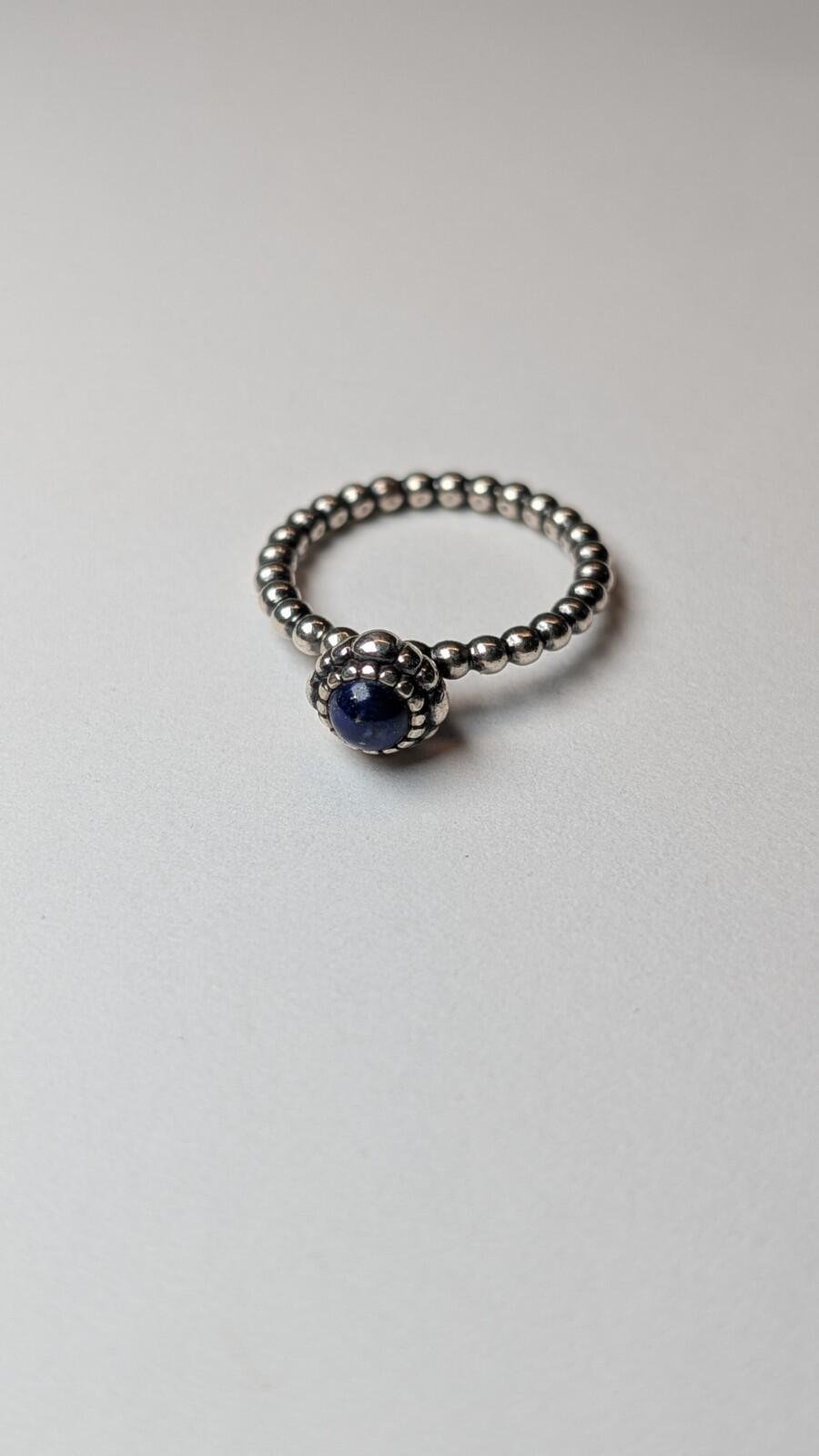 Pandora Sterling Silver Blue Lapis Lazuli Gemstone Birthstone Ring | Size N - Image 4