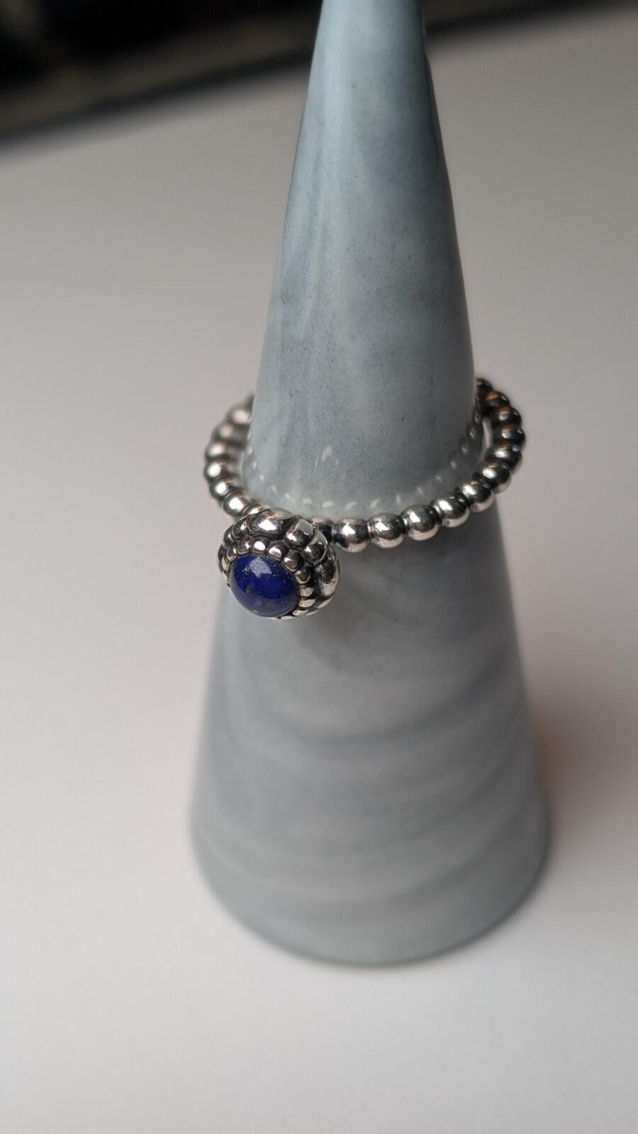 Pandora Sterling Silver Blue Lapis Lazuli Gemstone Birthstone Ring | Size N - Image 8