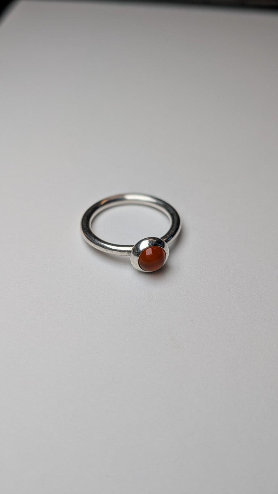 Genuine Pandora Sterling Silver Carnelian Ring | Size P - Image 5