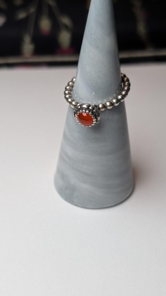 Genuine Pandora Sterling Silver July Birthstone Carnelian Ring | Size M