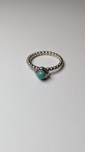 Genuine Pandora Sterling Silver Turquoise December Birthstone Ring | Size O 1/2