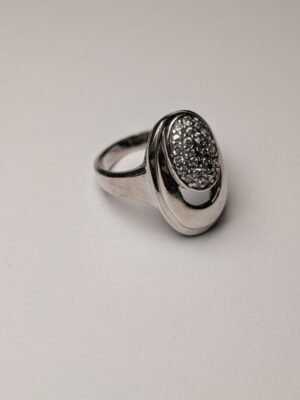 Vintage Sterling Silver Clear CZ Statement Ring | Size N 1/2 | 925
