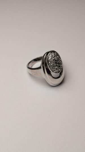 Vintage Sterling Silver Clear CZ Statement Ring | Size N 1/2 | 925