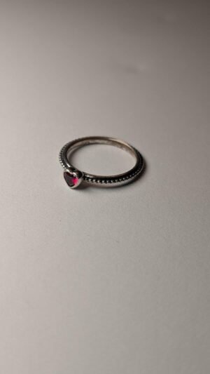Genuine Pandora Sterling Silver Elevated Red Heart Ring Size N 1/2 | 925 Silver