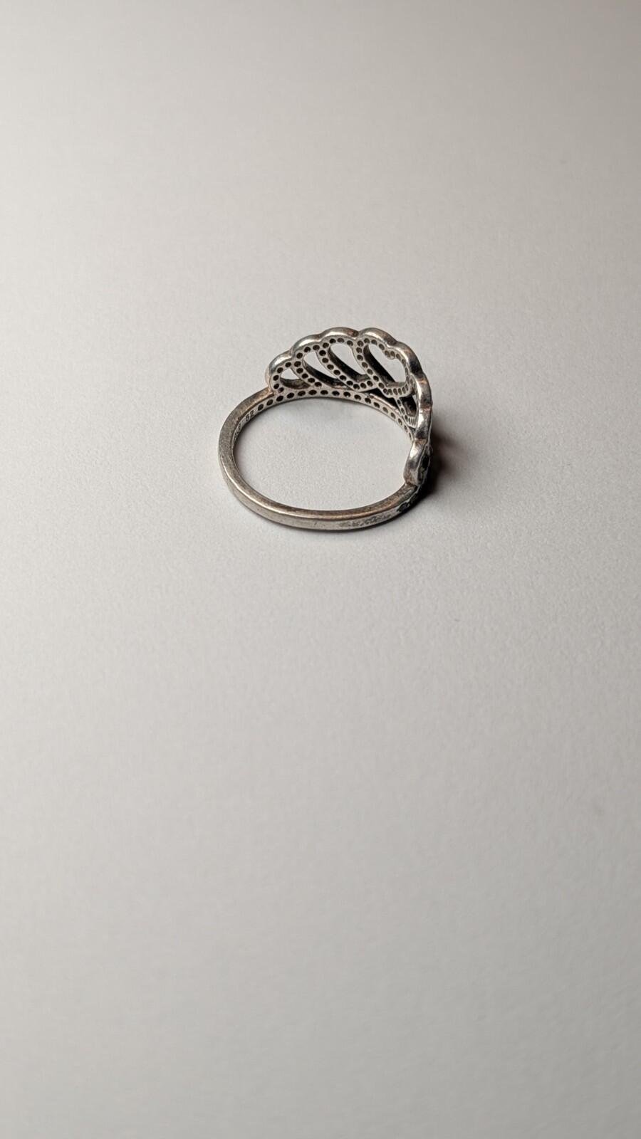 Genuine Pandora Sterling Silver Princess Tiara Crown With CZ Stones | Size L 1/2 - Image 2