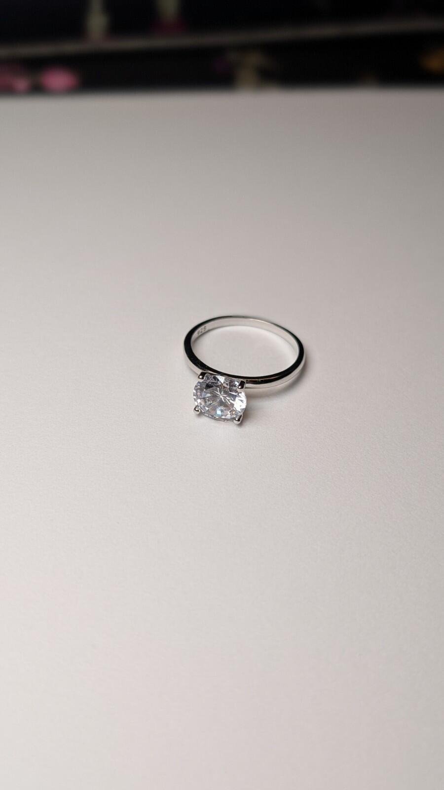 Vintage Sterling Silver CZ Solitaire Clear Gemstone Ring | Size S | 925 Silver - Image 2