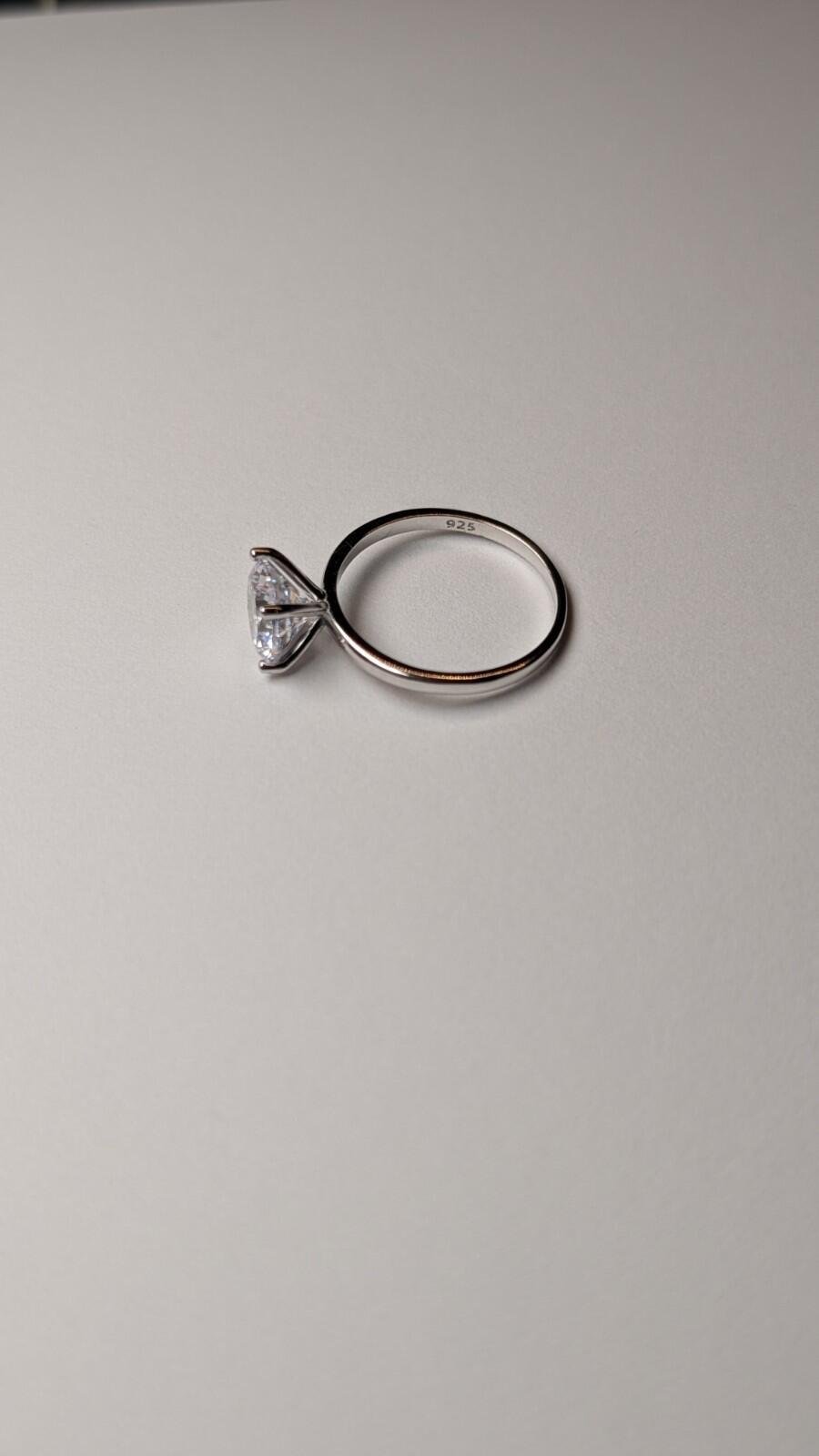 Vintage Sterling Silver CZ Solitaire Clear Gemstone Ring | Size S | 925 Silver - Image 3