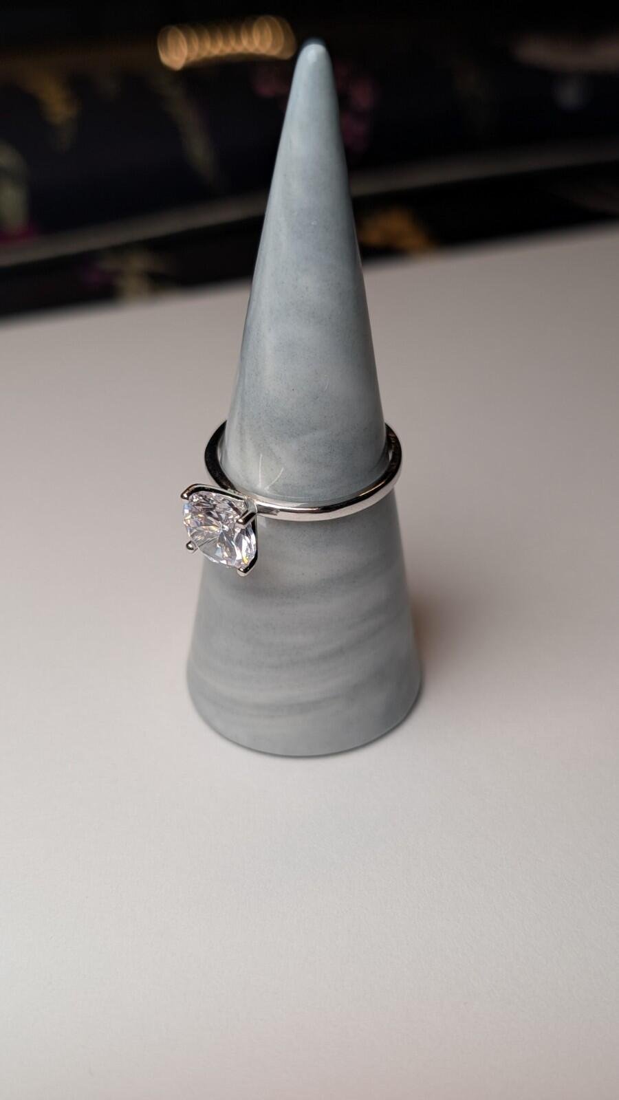 Vintage Sterling Silver CZ Solitaire Clear Gemstone Ring | Size S | 925 Silver - Image 4