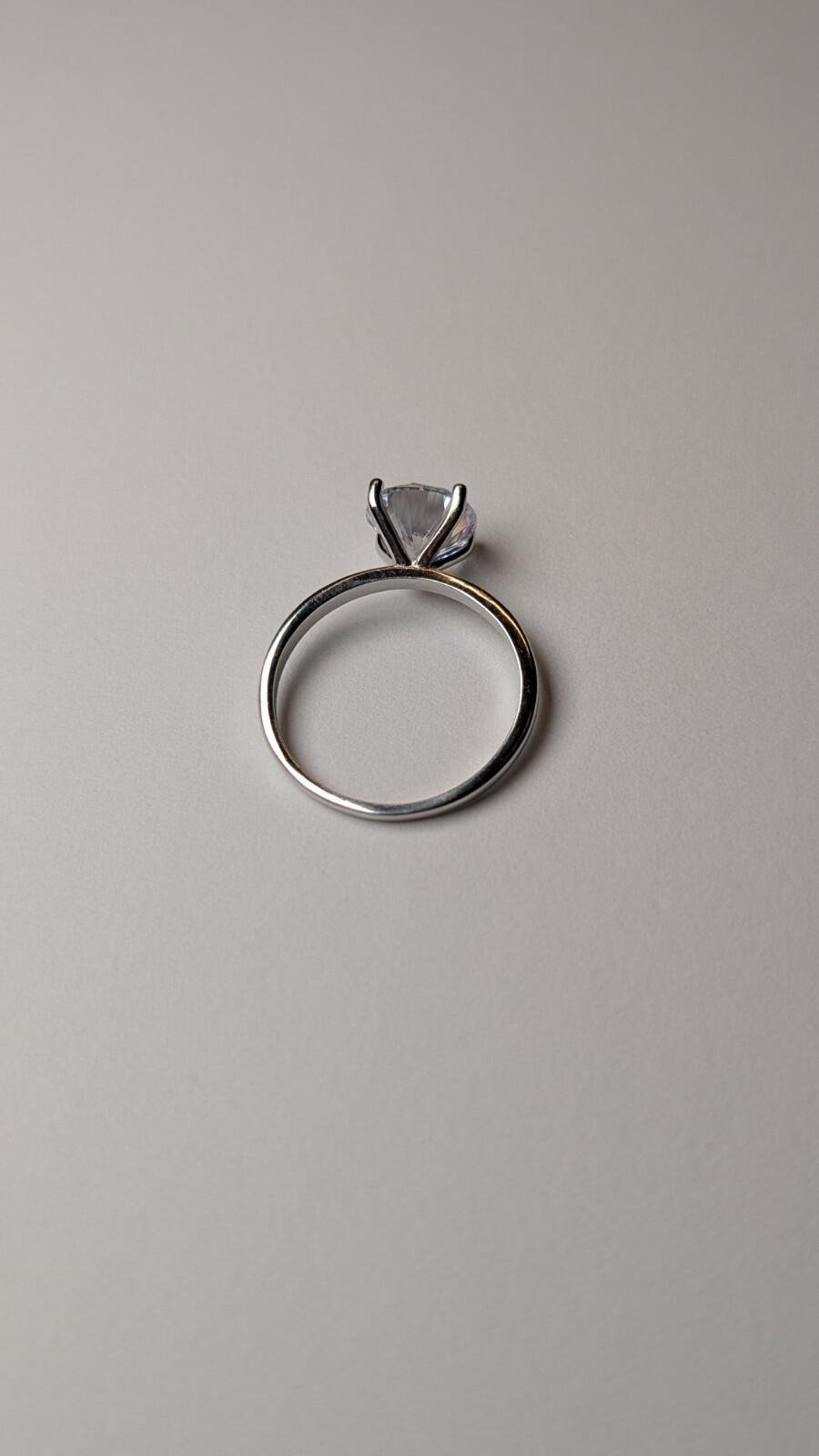 Vintage Sterling Silver CZ Solitaire Clear Gemstone Ring | Size S | 925 Silver - Image 5