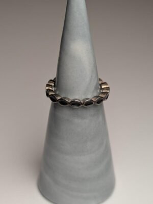 Genuine Pandora Sterling Silver Black Band Ring | Size L 1/2 | 925 Silver