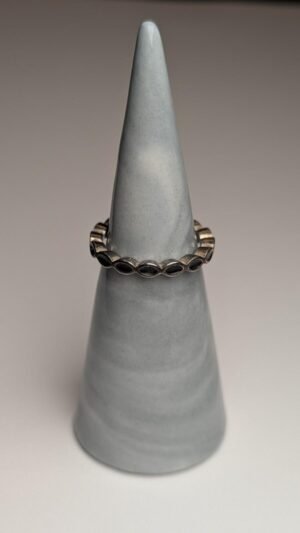 Genuine Pandora Sterling Silver Black Band Ring | Size L 1/2 | 925 Silver