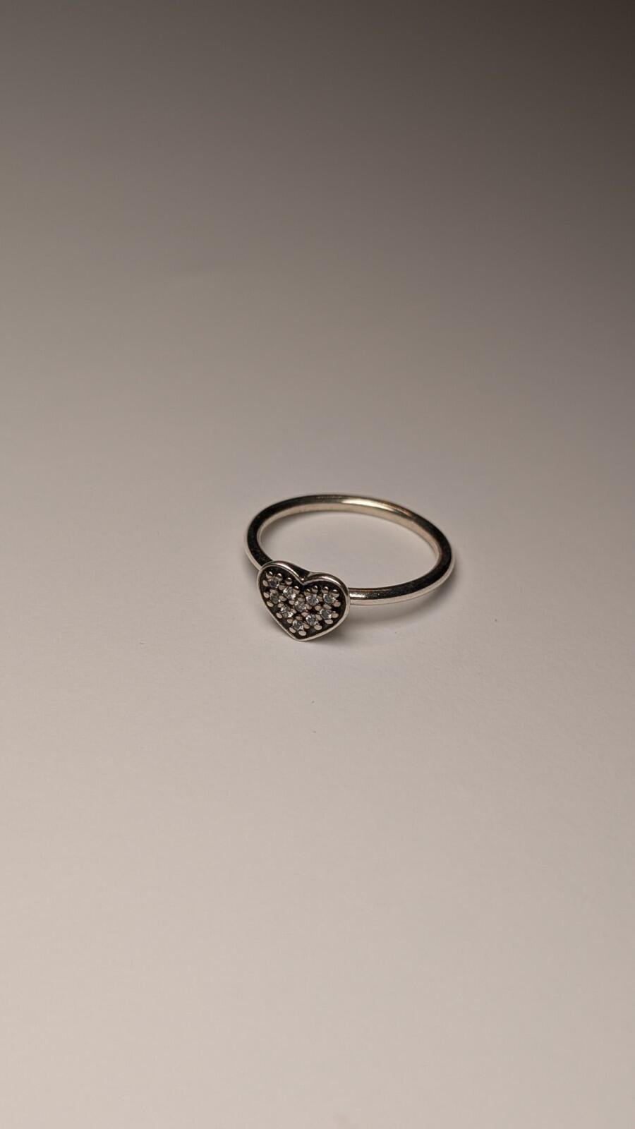 Genuine Pandora Sterling Silver Pavé Heart Ring | Size N | 925 Silver - Image 2