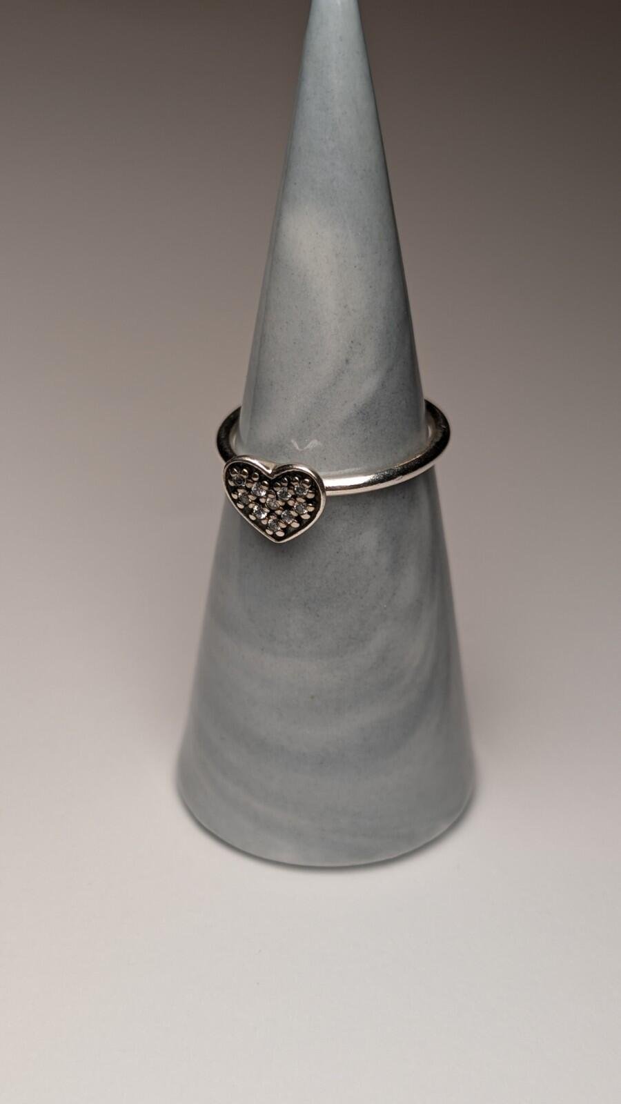 Genuine Pandora Sterling Silver Pavé Heart Ring | Size N | 925 Silver - Image 3