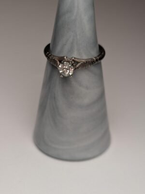 Vintage Sterling Silver Clear Gemstone Solitaire Ring Size P | 925 Silver