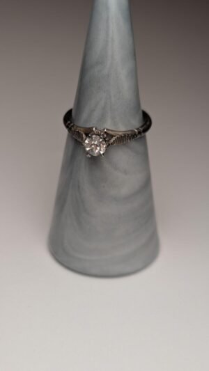 Vintage Sterling Silver Clear Gemstone Solitaire Ring Size P | 925 Silver