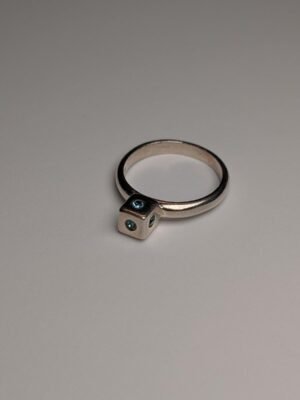 Vintage Sterling Silver Blue Gemstone Box  Ring | Size M 1/2 | 925 Silver