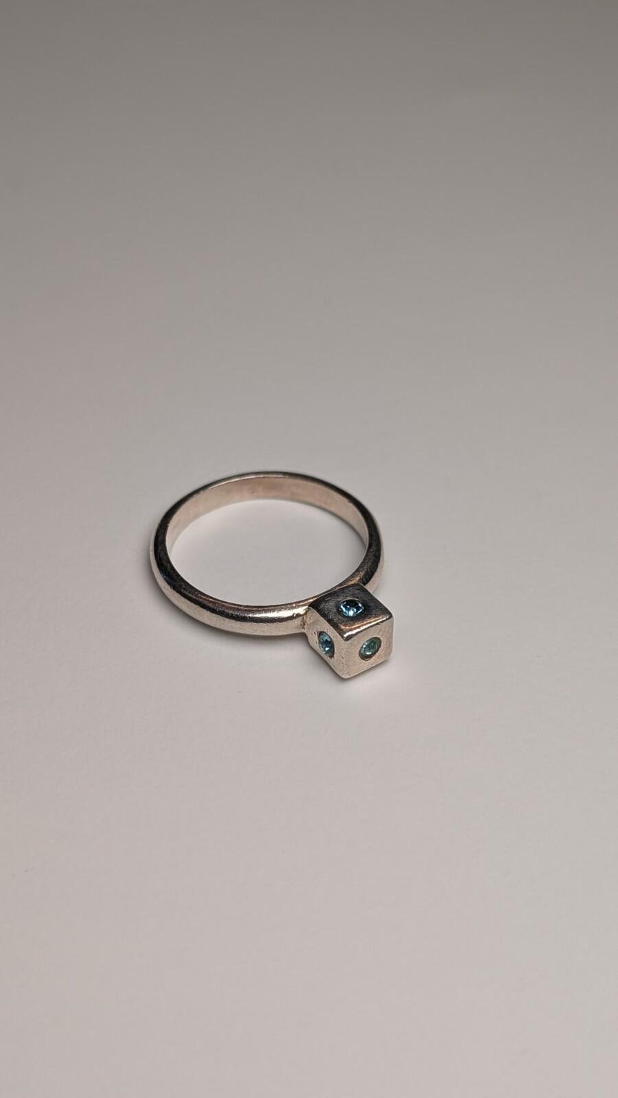 Vintage Sterling Silver Blue Gemstone Box Ring | Size M 1/2 | 925 Silver - Image 3