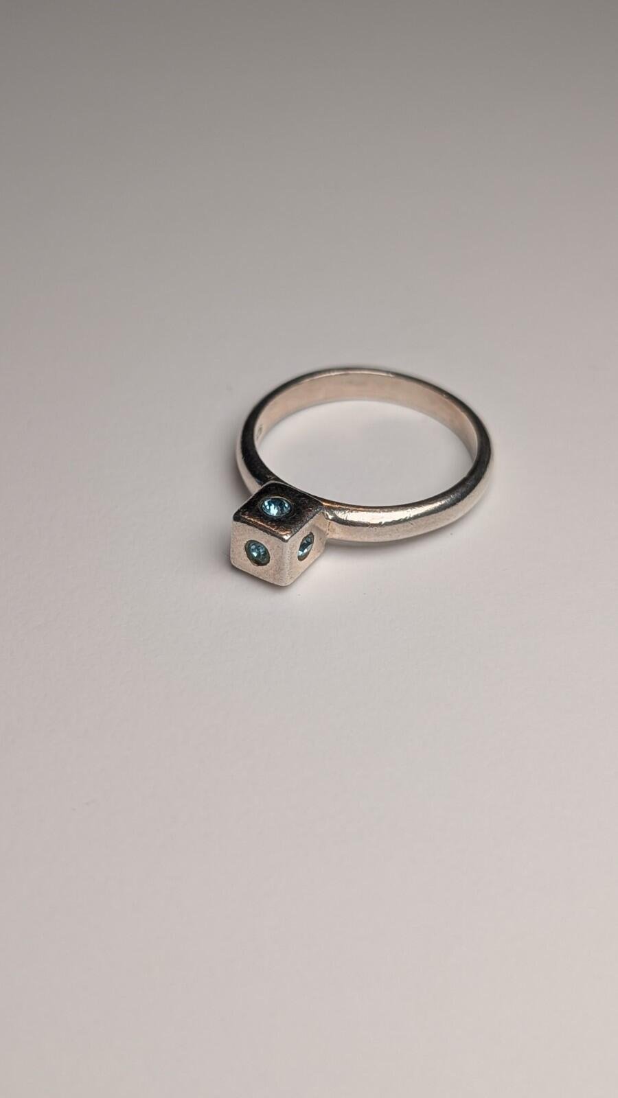 Vintage Sterling Silver Blue Gemstone Box Ring | Size M 1/2 | 925 Silver - Image 4