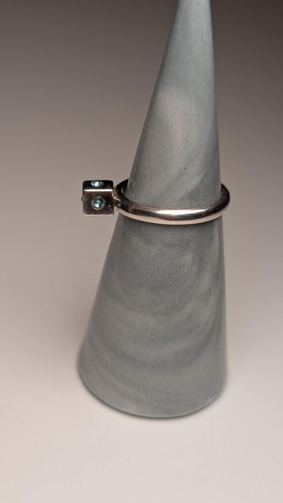 Vintage Sterling Silver Blue Gemstone Box Ring | Size M 1/2 | 925 Silver - Image 6