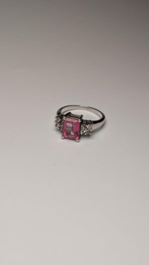 Vintage Sterling Silver Pink Stone Ring | Size O 1/2 | 925 Silver