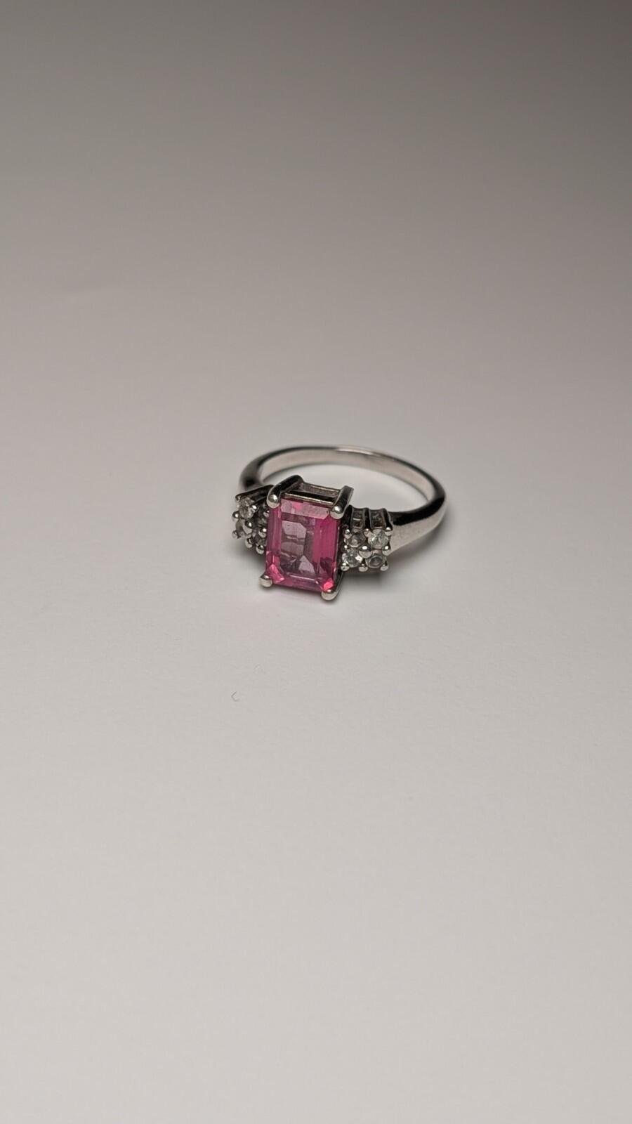 Vintage Sterling Silver Pink Stone Ring | Size O 1/2 | 925 Silver
