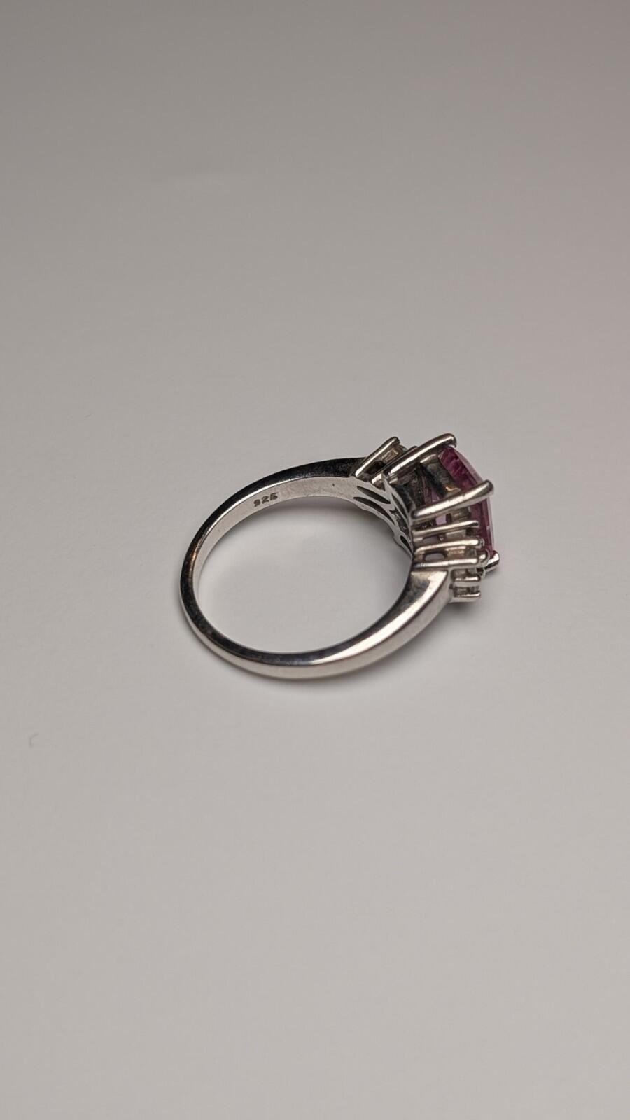 Vintage Sterling Silver Pink Stone Ring | Size O 1/2 | 925 Silver - Image 2