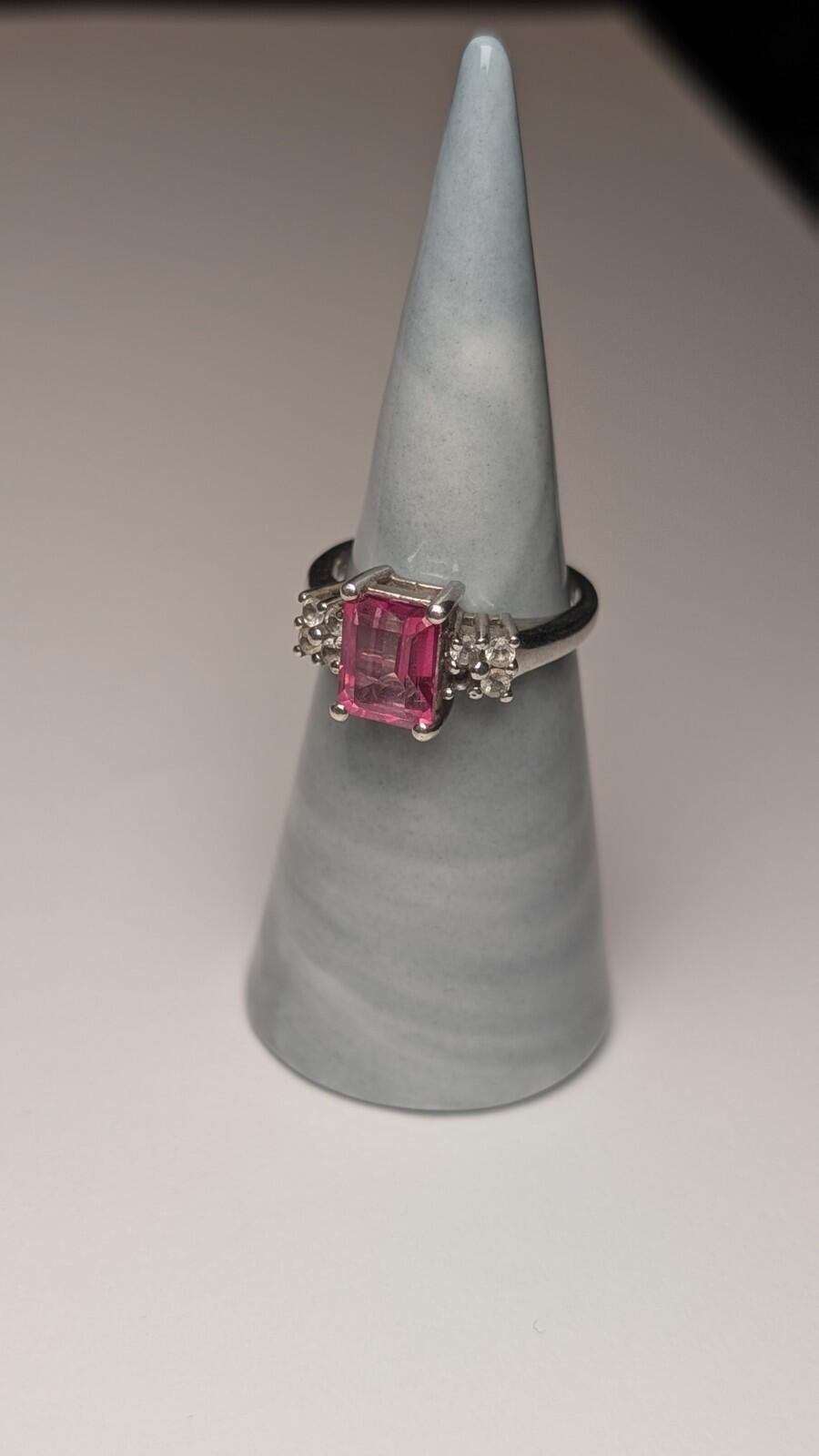 Vintage Sterling Silver Pink Stone Ring | Size O 1/2 | 925 Silver - Image 3