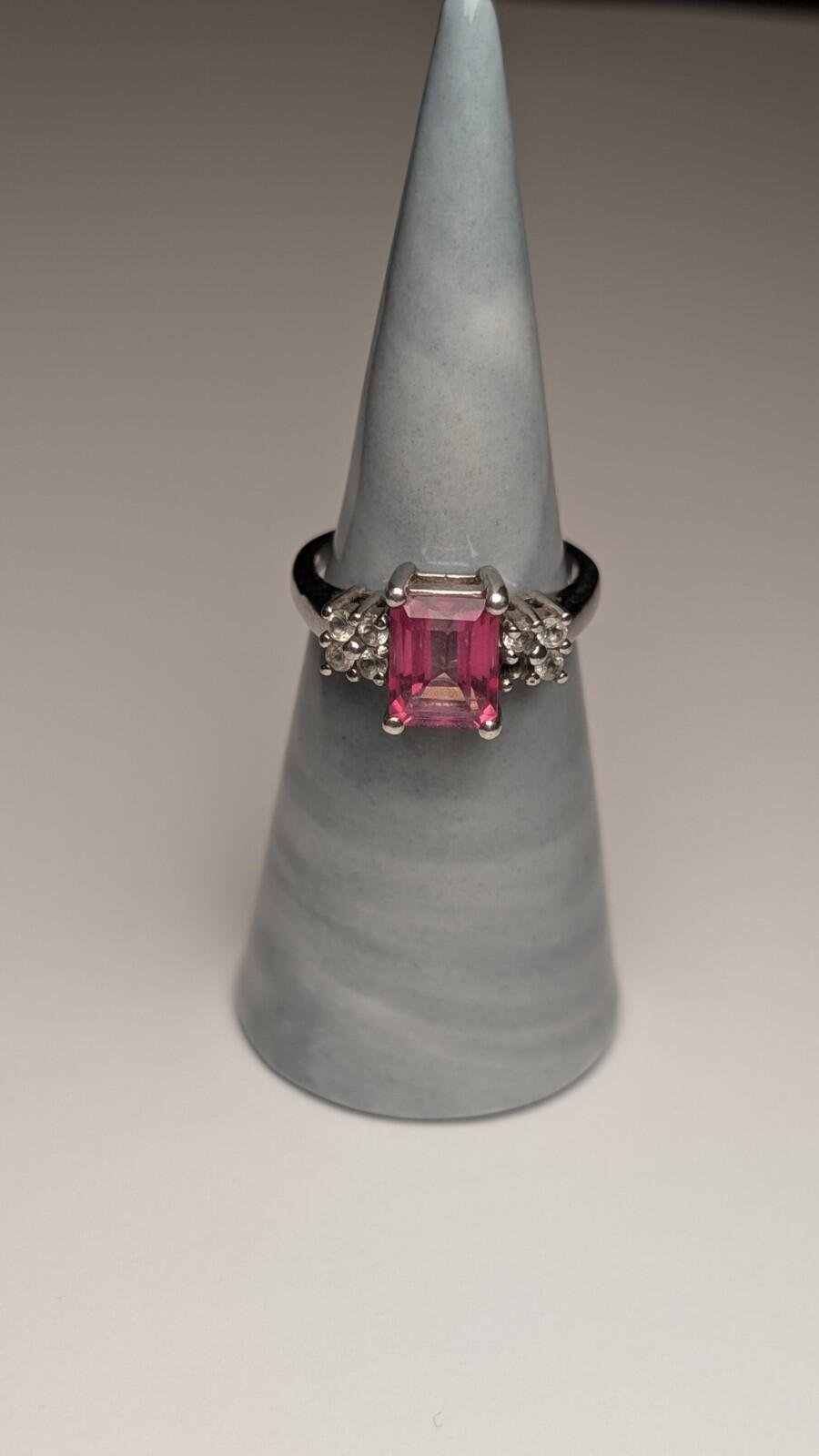 Vintage Sterling Silver Pink Stone Ring | Size O 1/2 | 925 Silver - Image 4