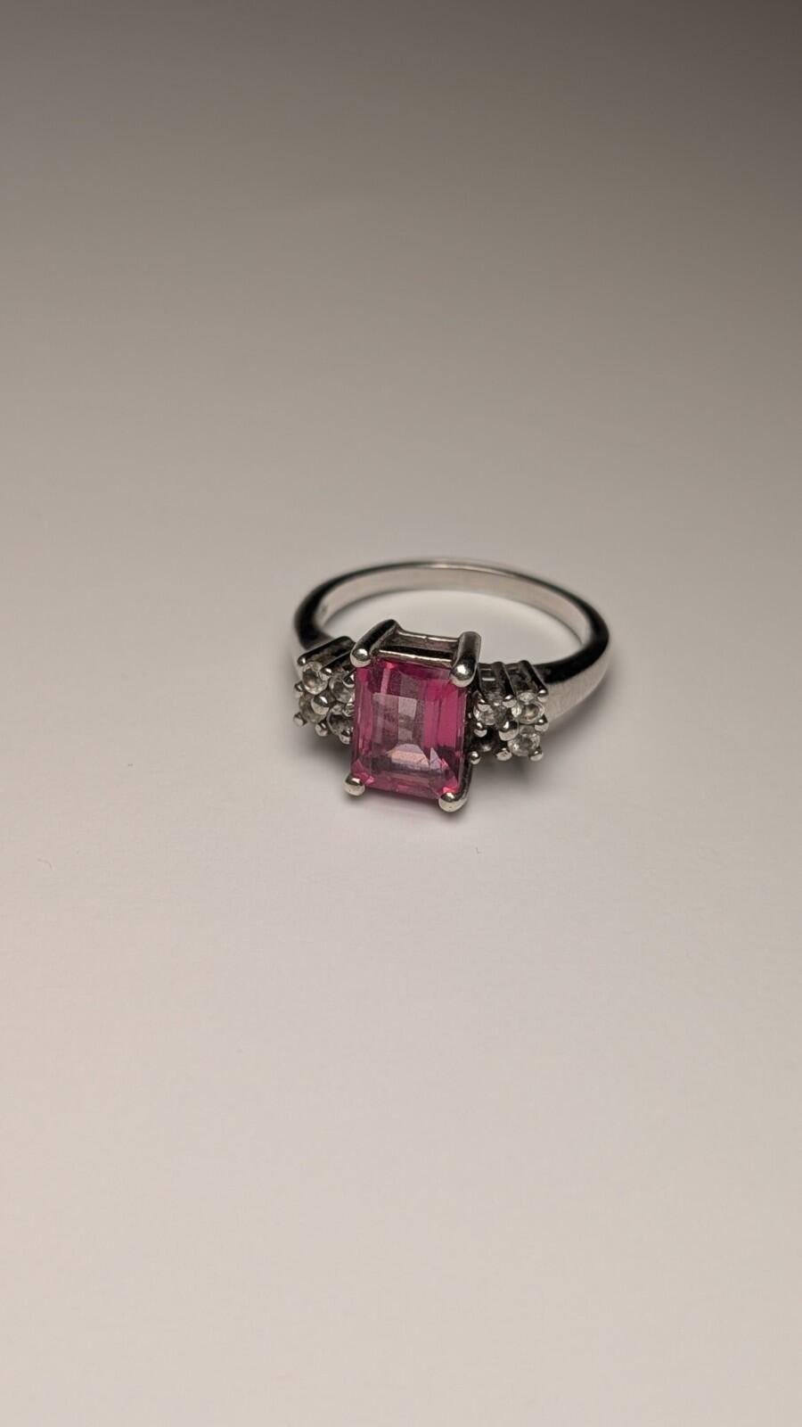 Vintage Sterling Silver Pink Stone Ring | Size O 1/2 | 925 Silver - Image 5