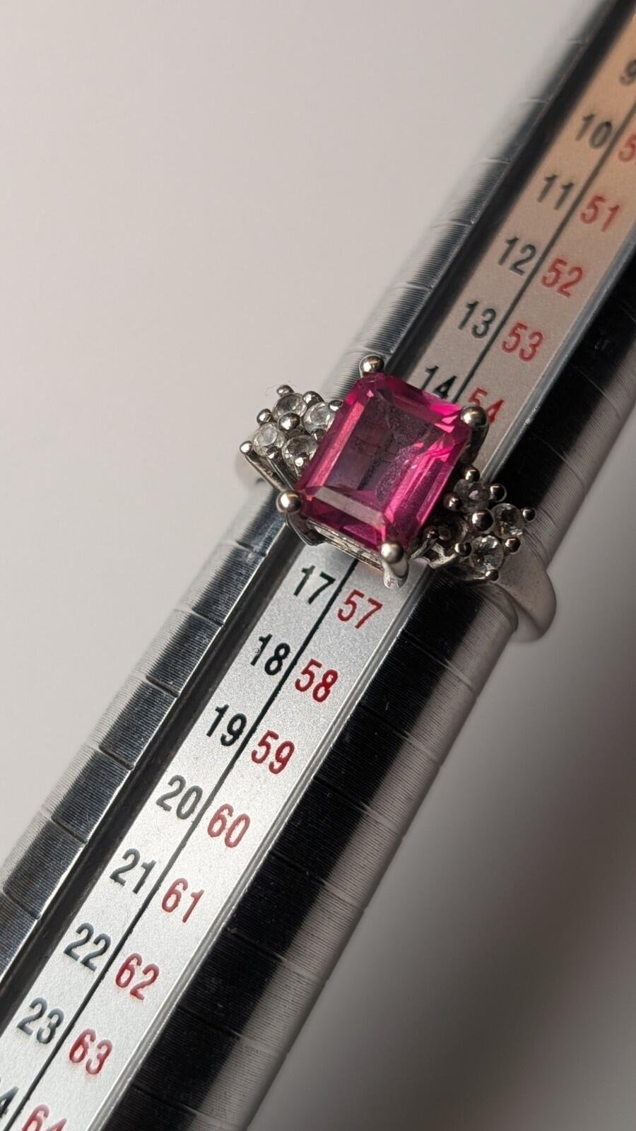 Vintage Sterling Silver Pink Stone Ring | Size O 1/2 | 925 Silver - Image 8