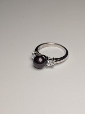 Vintage Sterling Silver Faux Pearl And Gemstone Ring | Size N 1/2 | 925 Silver