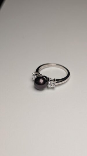 Vintage Sterling Silver Faux Pearl And Gemstone Ring | Size N 1/2 | 925 Silver