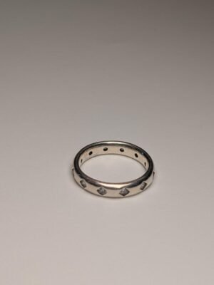 Vintage Sterling Silver CZ Stones Band Ring | Size M | 925 Silver