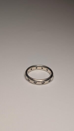 Vintage Sterling Silver CZ Stones Band Ring | Size M | 925 Silver