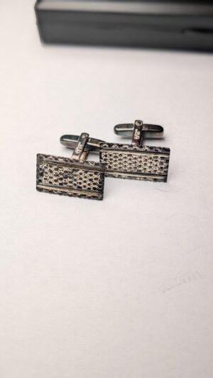 Vintage Sterling Silver Textured Mens Cuff Links | 925 Silver