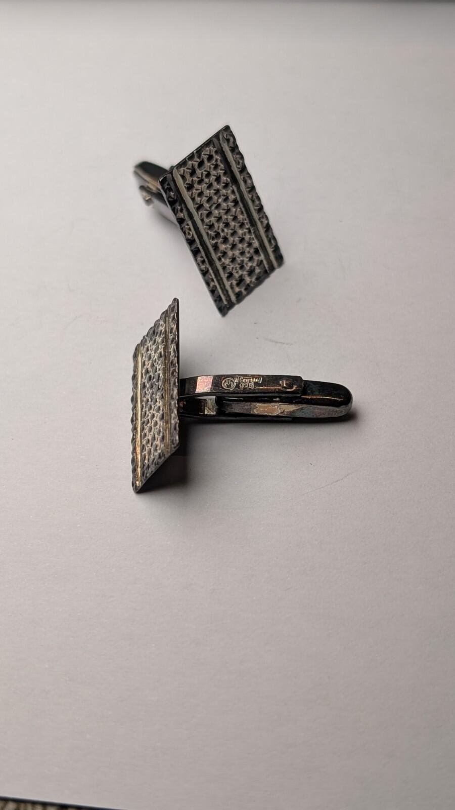 Vintage Sterling Silver Textured Mens Cuff Links | 925 Silver - Image 3