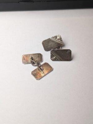 Vintage Sterling Silver Textured Mens Cuff Links | 925 Silver
