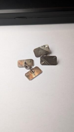 Vintage Sterling Silver Textured Mens Cuff Links | 925 Silver