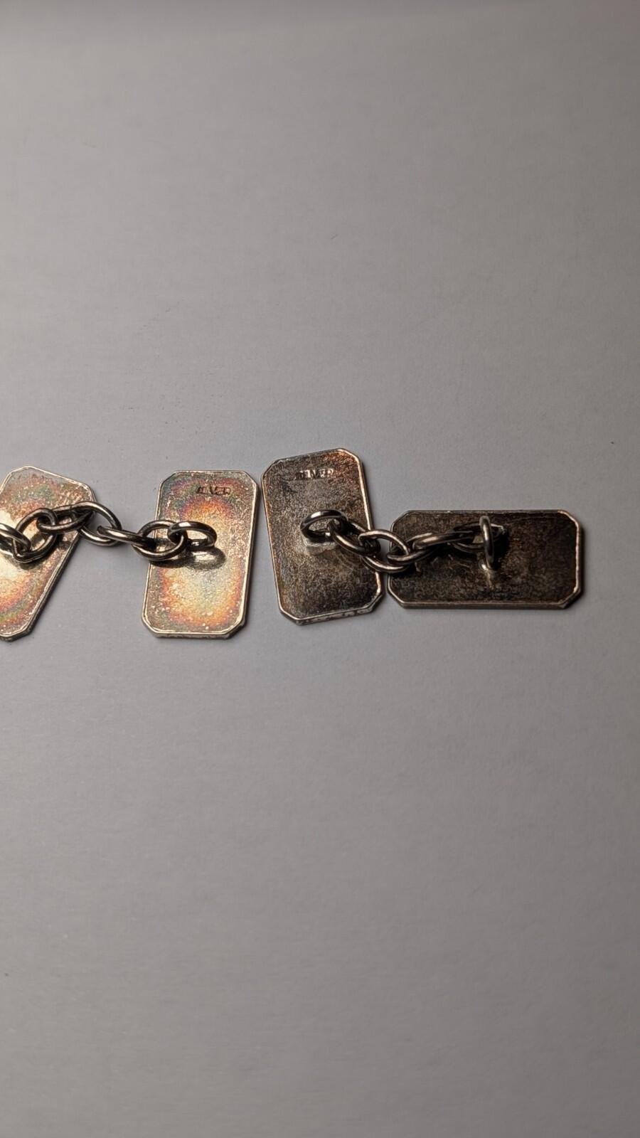 Vintage Sterling Silver Textured Mens Cuff Links | 925 Silver - Image 3