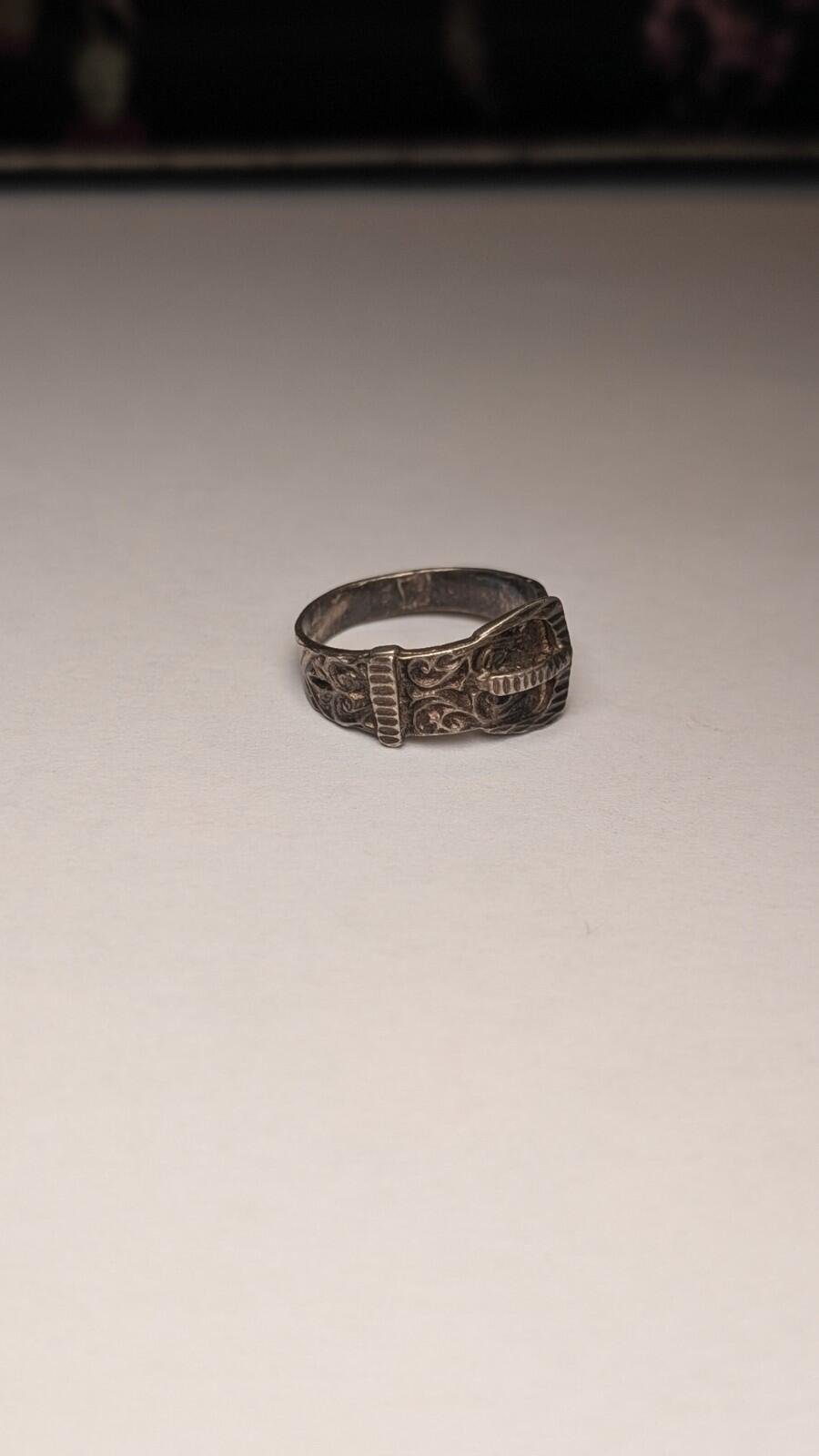 Vintage Sterling Silver Mens Belt Buckle Ring | Size Q | 925 Silver - Image 2
