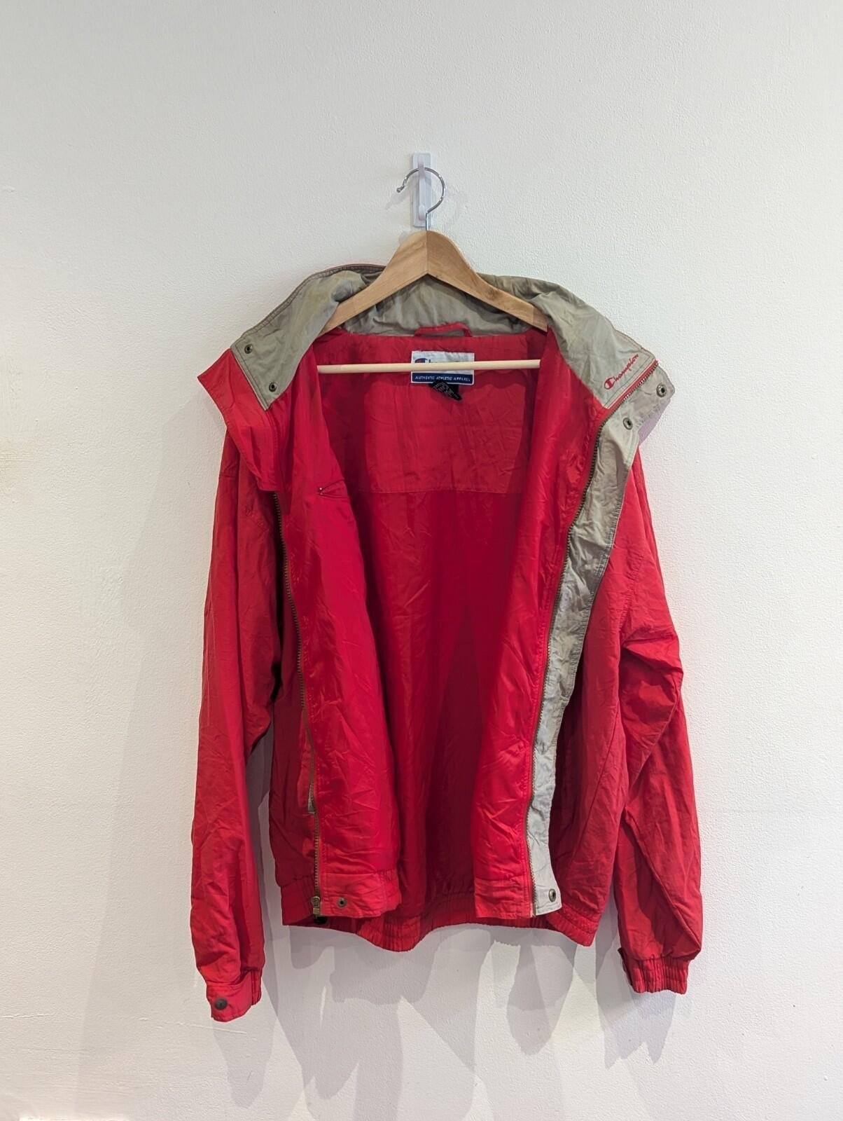 Vintage 90s Champion Windbreaker Jacket Red Coat | Size Large | Champion Jacket