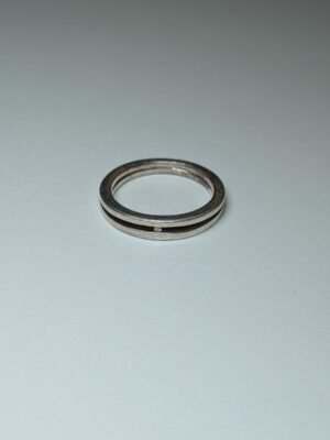 Vintage Sterling Silver Clear Gemstone Band Ring | Size R | 925 Silver