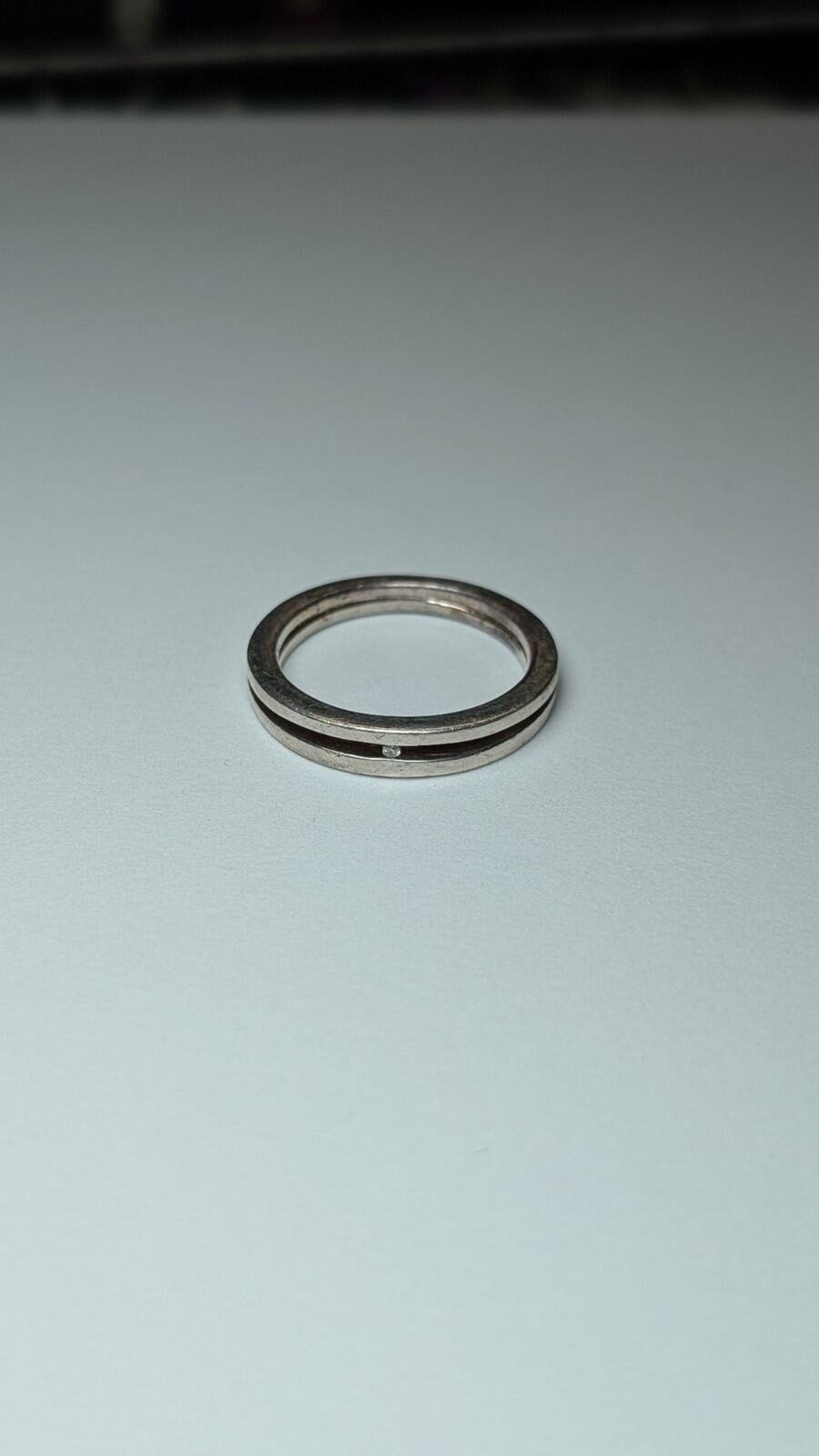 Vintage Sterling Silver Clear Gemstone Band Ring | Size R | 925 Silver
