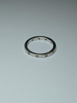 Vintage Sterling Silver Clear Gemstone Band Ring | Size S 1/2 | 925 Silver