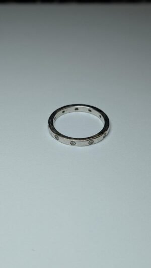 Vintage Sterling Silver Clear Gemstone Band Ring | Size S 1/2 | 925 Silver