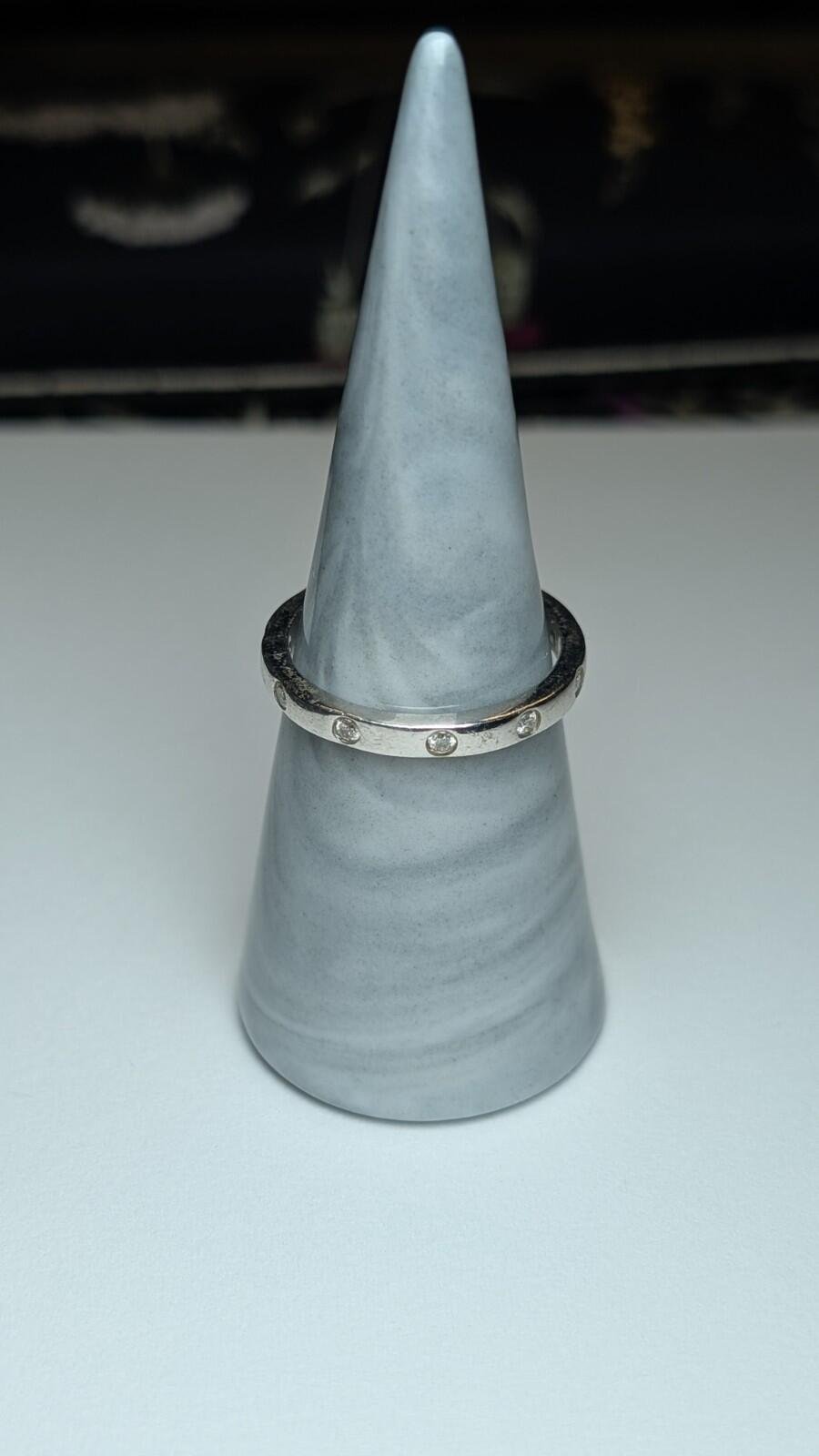 Vintage Sterling Silver Clear Gemstone Band Ring | Size S 1/2 | 925 Silver - Image 2